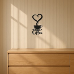 Ażurowa Ozdoba ścienna Filiżanka Kawy z Sercem