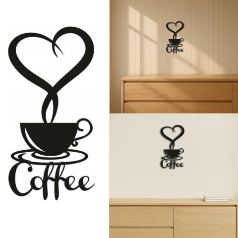 Ażurowa Ozdoba ścienna Filiżanka Kawy z Sercem