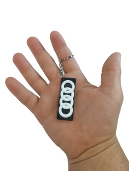Breloczek Logo Audi Czarno Biały