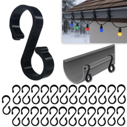 Haczyki Na Rynny Pod lampki LED Ozdoby Girlandy Czarne