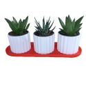 Zestaw 3 Doniczek Osłonek Kwietnik Potrójna Z Podstawką Czerwony Biały