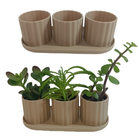 Zestaw 3 szt doniczki/osłonka z podstawką