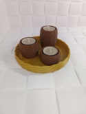 Zestaw Taca 3x Świeczniki na tealight